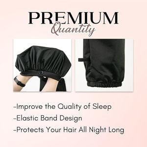 Grand <span class=keywords><strong>bonnet</strong></span> en <span class=keywords><strong>satin</strong></span> soyeux pour dormir, <span class=keywords><strong>bonnet</strong></span> de nuit en soie pour femmes, tresses, cheveux longs, bande élastique large réglable, antidérapant, logo personnalisé - Product Image 5
