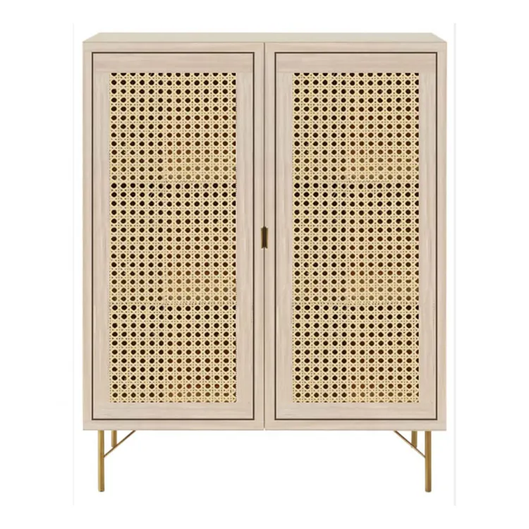 Fashion Design Bedroom Drawers Chest Modern Wood Living Room Storage Cabinet Corner Set With Rattan Doors