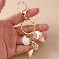 Nouveau Porte-clés Thème Plage Océan 2026, Coquillage Naturel, Étoile de Mer, Perle, Alliage Plaqué Or, Fermoir Mousqueton
