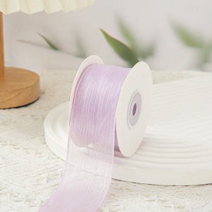 ริบบิ้นผ้าออร์แกนซ่าชีฟองแบบม้วน ขอบกลิตเตอร์ สำหรับตกแต่งกล่องของขวัญคริสต์มาส - Product Image 5