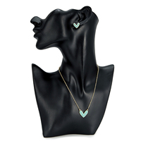 Ensemble de bijoux NYH Fashion, collier et boucles d'oreilles en cuivre avec pendentif cœur bleu turquoise, plaqué argent et or, zircon