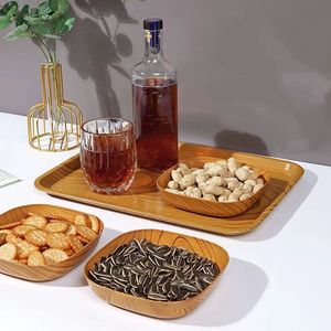 Juego de platos de espátula de hueso de grano de madera Simple barato, plato de plástico desechable para el hogar y comercial para el té de la tarde, aperitivos de frutas y nueces - Product Image 2