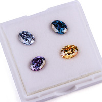 Moissanite de forme ovale en forme d'œuf coloré, certifiée IGI, créée en laboratoire, Madonna, rose dorée, violet, bleu marine, violet clair