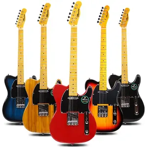 Atacado 6 guitarras elétricas-Guitarra elétrica de estilo tl para iniciantes/alunos, instrumentos musicais de oem, barato e personalizado, 6 cordas