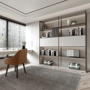 Bibliothèques rectangulaires personnalisables au design moderne et antique en bois massif à hauteur réglable en contreplaqué pour les chambres à coucher et le bureau à domicile - Product Image 4