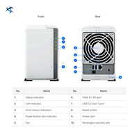 DS223j NAS de 2 Bahías, Quad Core 1.7GHz, 1GB DDR4, LAN 1GbE, USB 3.2 Gen 1, Almacenamiento en la Nube Personal, RAID para Oficina en Casa