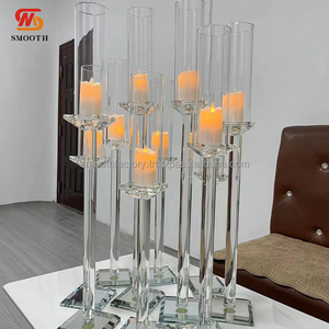 Décoration de table pour fête d'anniversaire LEDA, porte-bougie en cristal à haut bras, bougeoir en verre acrylique transparent pour banquet de mariage - Product Image 2