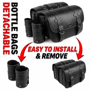 Borse Laterali Vintage per Moto in Pelle PU Impermeabile, Borse Retrò con Portabicchieri e Chiusura Universale per Moto Cruiser - Product Image 5