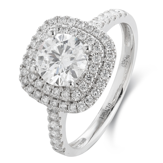 HOT PT950 Platinum Ring Double Halo Design Lab Grown Diamond Jewelry Engagement Wedding Rings Set for Women Bridal Jewelry