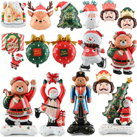 Ballons de décoration de festival grande taille, fournisseur de ballons en aluminium 3D sur le thème Joyeux Noël, motif Père Noël, bonhomme de neige, cadeau pour fête