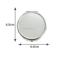 Miroir cosmétique rond pliable double face personnalisable en métal chromé avec plateau séparateur de poudre et correcteur, logo personnalisé
