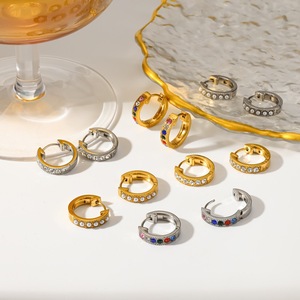 Fashion Huggie <b>Earrings</b> Crystal Rhinestone Zinc Alloy Women's Jewelry 18k Gold Plated <b>Small</b> Hoop Ear <b>Studs</b> Elegant Design - Product Image 2