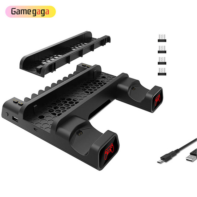 TP4-19076 Vertical Cooling Stand Charging Station Dual Charger With 4 Connector for PS4  Console Other Game Accessories