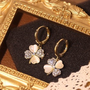 Pendientes <span class=keywords><strong>de</strong></span> Cristal con Cuatro Hojas <span class=keywords><strong>de</strong></span> Trébol, Chapados en <span class=keywords><strong>Oro</strong></span>, Estilo Coreano, Joyería <span class=keywords><strong>de</strong></span> Lujo Clásica - Product Image 1
