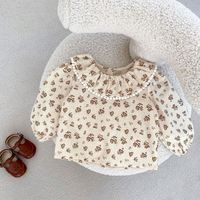 Butik Özel Tasarım %100 Pamuklu Korduroy Bebek Kız Elbisesi Çiçekli Fırfırlı Kıyafetler Çocuk Giyim Seti