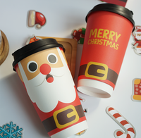 2026 nouvel an joyeux noël double paroi café vin et whisky gobelets en papier jetables avec couvercle Logo personnalisé de qualité alimentaire