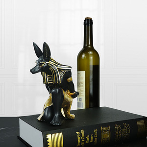 Statua Decorativa Personalizzata del <span class=keywords><strong>Dio</strong></span> Egizio Anubis, Portabottiglie per Vino - Product Image 5