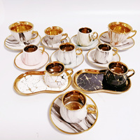 Nouveauté Ensemble de tasses à thé et soucoupes turques en porcelaine de luxe 12 pièces Ensemble de café en céramique avec boîte-cadeau pour les occasions