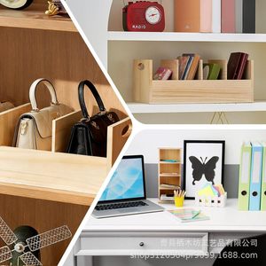 Caja de almacenamiento de madera con compartimentos y divisores para armario, organizador de zapatos de bebé, estante portátil para libros y revistas - Product Image 1