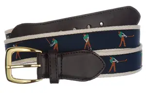 Belt Mens ODM OEM Fashion Design Genuine Leather Canvas Ribbon Woven Mens Golf Belts