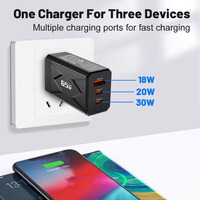 Chargeur GaN 65W ultra-rapide PD 2 ports Type C + USB Chargeur mural pour la charge de téléphone