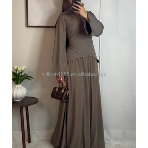 Abbigliamento Islamico Modesto Willson per Donne Musulmane, Stile Abaya Turco, Set Due Pezzi con Top e Gonna per Uso Quotidiano - Product Image 1