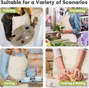 Tùy Chỉnh Không Thấm Nước Chuyên Nghiệp Bib 3 Túi Nữ Nam Người Lớn Màu Trắng Tự Nhiên Bông Vải Nghệ Thuật Tạp Dề - Product Image 4