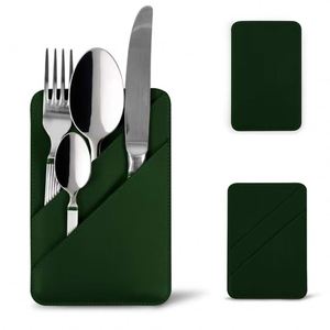 Porte-couverts et étui en cuir PU moderne et élégant pour organiser et ranger les couteaux, fourchettes et ustensiles de table - Product Image 2