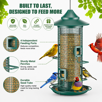 Mangeoire à oiseaux JH-Mech 13,8 pouces, robuste, en métal, avec 4 ports d'alimentation, anti-écureuils, pour accrocher à l'extérieur