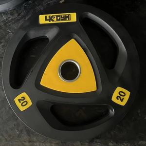Manufacturer Direct Sales Gym Rubber <strong>Barbell</strong> <strong>With</strong> 2.5kg 5kg 10kg 15kg 20kg 25kg Free <strong>Weight</strong> Plate Three-Hole Handle - Product Image 6