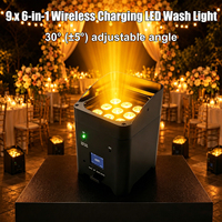 Projecteurs LED sans fil sur batterie 9x18W RGBW, alimentés par batterie, contrôle DMX via application, rechargeables, IP20, pour scène, DJ, mariage, fête