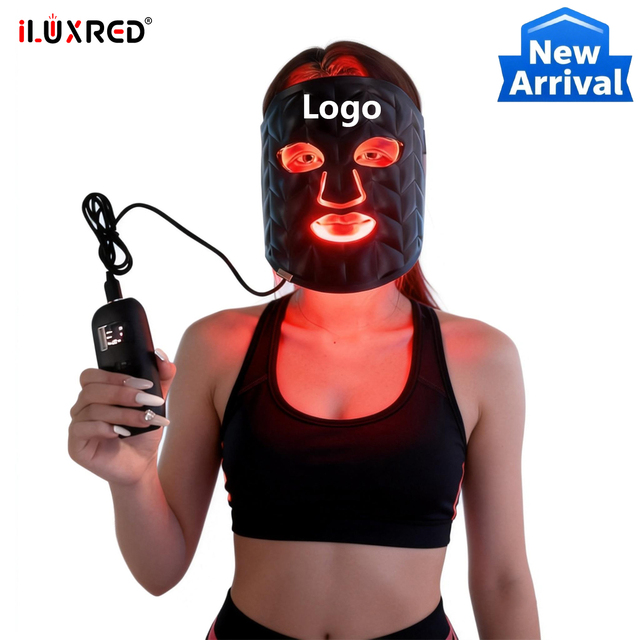 ILUXRED Custom Logo Professional 4 Chips Led Facial Mask 7 Color Leather Wireless Rechargeable Light Therapy Face Device