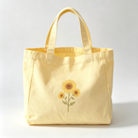 Sac fourre-tout en toile brodé tournesol personnalisé en gros, sac à main réutilisable pour l'école, le sport et les activités quotidiennes en extérieur