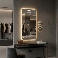 Miroir LED sans cadre avec capteur tactile IP44, style Instagram moderne, alimenté par prise, personnalisable pour salle de sport, salon, villa