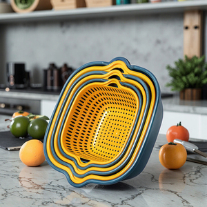 6-Piece PP nhựa nhà bếp Trái cây và rau làm sạch và thoát nước giỏ lọc - Product Image 1