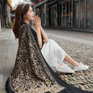 High Quality Embroidered Cashmere Pashmina Scarf Ethnic Women Winter Warm Jacquard Shawls