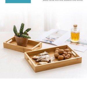 Bamboo Wooden <b>Tray</b> Rectangular With Handle Serving <b>Tray</b> For <b>Tea</b> Or Barbecue Multiple Sizes Available - Product Image 2