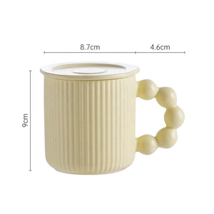 Creative Personality Ins Nordic Macaron Striped <b>Ceramic</b> Mug Office Water <b>Cup</b> with Bead Handle OEM - Product Image 5