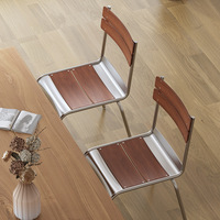Chaise de restaurant réglable en hauteur en chêne de couleur brun foncé au design industriel pour la maison, le bar, le bureau, la salle à manger, avec cadre en métal chromé, utilisable en extérieur