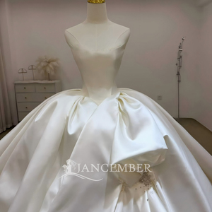 Lsjj159 Strapless Crystal Beaded Satin Ball Gown <b>Wedding</b> Dress Sparkling Luxurious Bridal Gown In Stock Jancember - Product Image 2