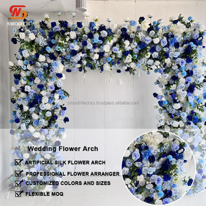 Suave Venta caliente rectángulo azul blanco rosa flor arco al aire libre boda telón de fondo decoración flor arco - Product Image 4