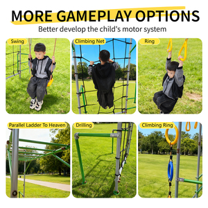 ชุดอุปกรณ์สนาม<span class=keywords><strong>เด็ก</strong></span>เล่นกลางแจ้งแบบมอนเตสซอรี่  บาร์โลหะแฟนซี 6 in 1 คุณภาพสูง <span class=keywords><strong>ป</strong></span>รับแต่งได้สำหรับเด็ก - Product Image 3