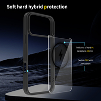 Coque de Téléphone Magnétique Transparente “Silver Shield” en TPU et PC Populaire pour iPhone 17 Pro Max 17 Air 16 15 Plus, Housse Antichoc Tendance