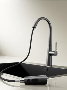 Robinet de cuisine Superhome à poignée unique en laiton massif avec douchette extractible et design rétractable - Product Image 4