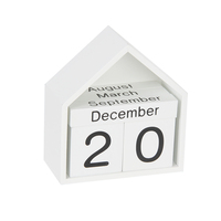 Calendrier perpétuel en bois en forme de maison Shabby Chic blocs calendrier de bureau Cubes en bois rustiques calendrier décoration de bureau à domicile