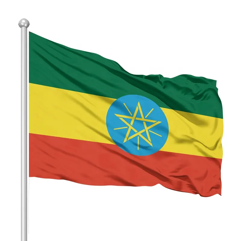 Flag Promotion Product Hot Selling 3x5ft Digital Printing 100%polyester Fabric Outdoor Hanging Ethiopian Flag Ethiopia Flag