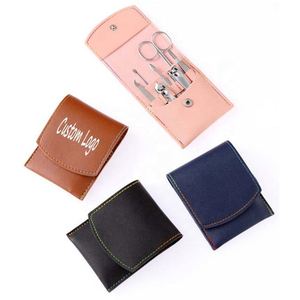 Ensemble de 7 outils de manucure pour femmes et hommes, kit de manucure de voyage, argenté avec sac en cuir, ensemble de manucure beauté, cadeaux promotionnels - Product Image 1