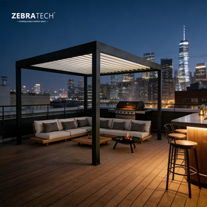 Pergola en aluminium écologique de luxe, <span class=keywords><strong>toit</strong></span> motorisé imperméable, finition peinte en poudre, éclairage LED - certifiée Green Guard, extérieur - Product Image 2