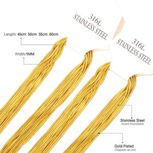 Cadenas de Oro Baratas Chapadas en Oro de 2mm y 45cm, Cadenas Planas Tipo Curb en Oro/Plata - Product Image 2