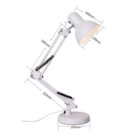 Lampe de Bureau à Bras Articulé Réglable Haute Qualité, Ampoule E27, avec Socle et Pince